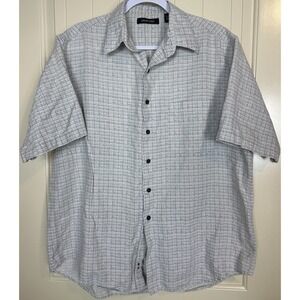 Murano mens linen cotton blend button up short sleeve shirt sz L